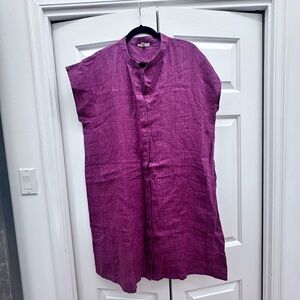 Eileen Fisher Fuschia Linen Dress L